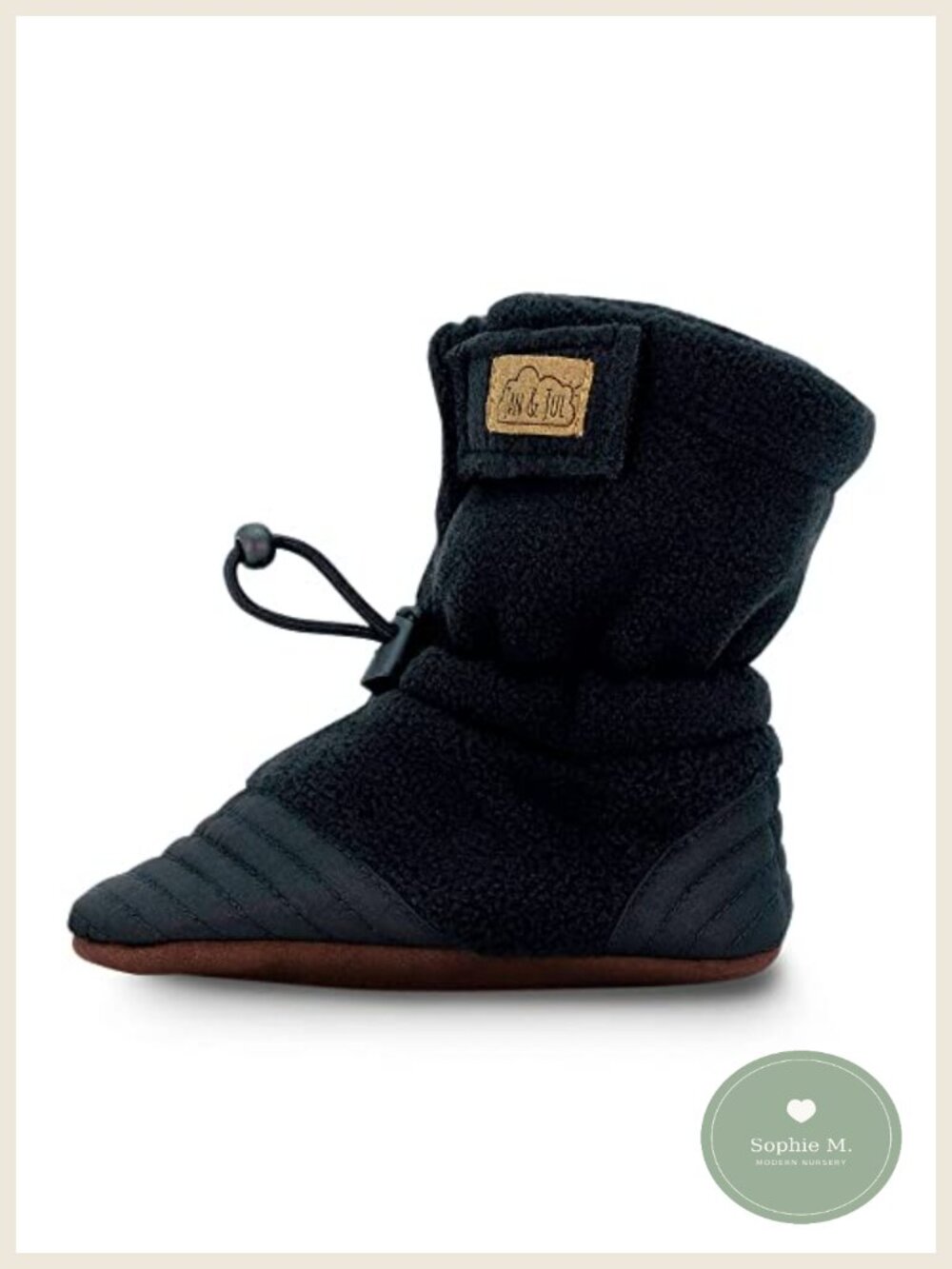 Fleece Baby Booties Stay-Put Cozy Non-Slip Faux Leather Sole Warm